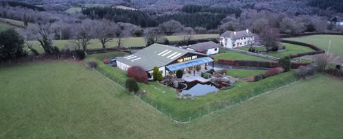 Aerial view of The Barn at Lower Harton Farm